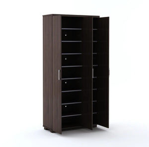 Three-Door Wooden Wardrobe with Wenge Finish and Ample Storage for Modern Homes