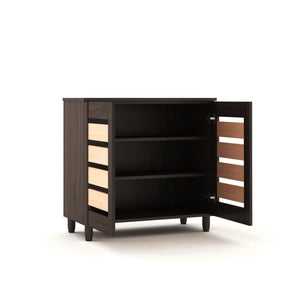 Two-Door Modern Two-Tone Engineered Wood Shoe Rack for Compact and Spacious Storage