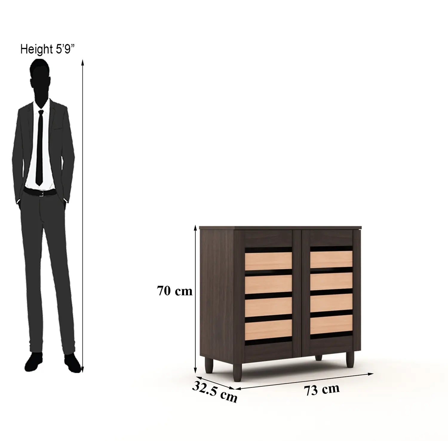 Two-Door Modern Two-Tone Engineered Wood Shoe Rack for Compact and Spacious Storage