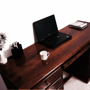 Carmel 2 Door Sheesham Wood Study Table 4 Drawers and 2 Doors - Walnut Finish