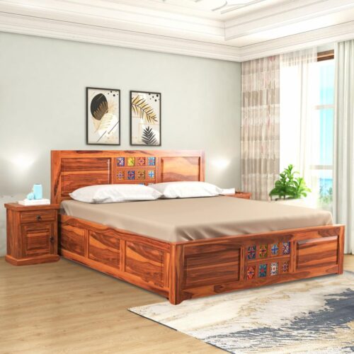 Sheesham Wood King Size Bed with Storage